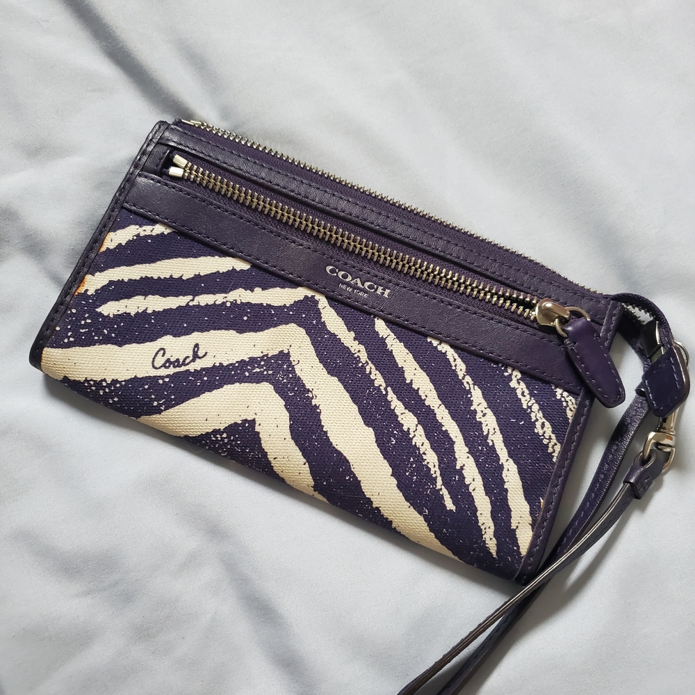 Coach Purple Zebra Clutch